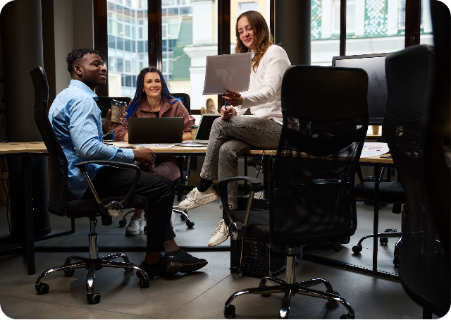 A group of business people working in office