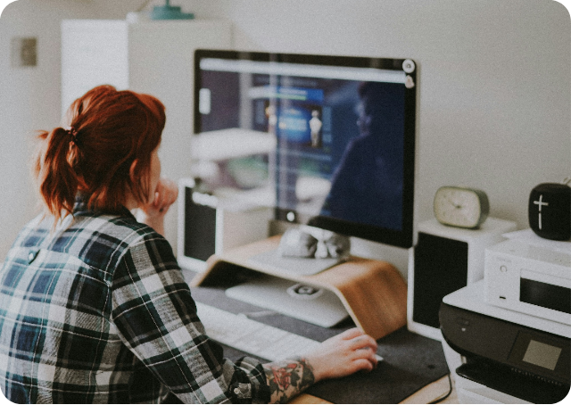 Woman working on laptop